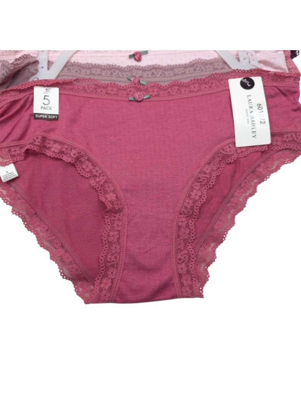 Laura Ashley Womens 5-Pack Super Soft Lace Trim Panties Briefs Size Large - Picture 9 of 15
